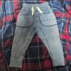 【値下げ】デニム風ウエストゴムロングパンツ 110cm
