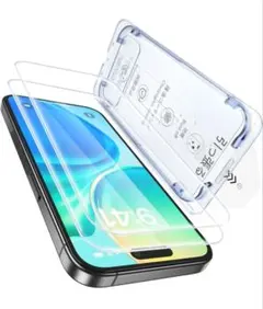 iPhone16 ガラスフィルム【米軍規格航空材料&革新的なガイド枠】2枚セット