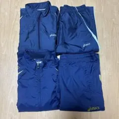 【M】asicsウインドブレーカー上下2セット【ネイビー】