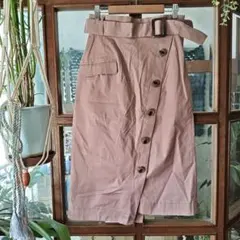 31 sons de mode ピンクタイトスカート ボタン付き ベルト付き M