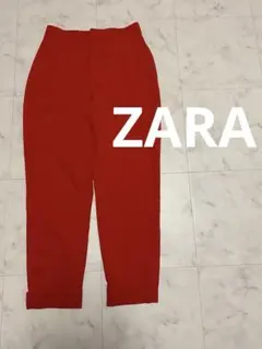 ZARA ザラ　テーパードパンツ 26 S レッド　春パンツ　裾ボタン　パンツ