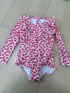 ベビー水着 女の子 ピンク花柄 長袖