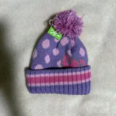 紫色 水玉模様 ニット帽 46㎝〜50センチ