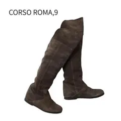 CORSO ROMA,9 スエード ニーハイ ロングブーツ ダークブラウン