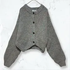 K0001 SIMPLECITE ニットカーディガン 水色×ピンク F 丸首