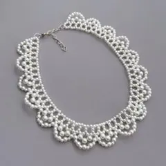 パール風ビーズ　ネックレス　付け襟　チョーカー
