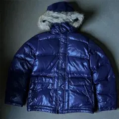 Old UNIQLO プレミアムダウン M 紫 ファー付き 00s 希少モデル