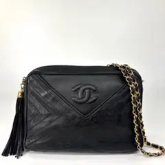 美品】シャネル マトラッセ チェーンショルダーバッグ フリンジ 黒