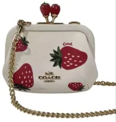 コーチ COACH いちご柄 がま口ミニショルダー チェーン希少2WAY入手困難