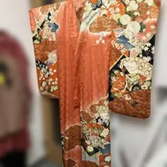 振袖 オレンジ系 花柄