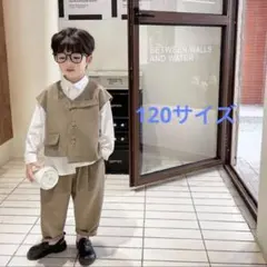 120cm ベージュ セットアップ 卒入園 卒業入学 ネクタイ付