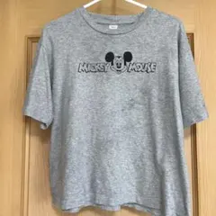 【Disney】ミッキーマウス Tシャツ グレー フリーサイズ ※汚れあり