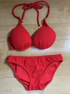 レッド ホルターネック ビキニ 水着 上下セット
