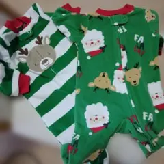 Carter's ロンパース・ストライプとサンタ、トナカイ　クリスマス2組セット