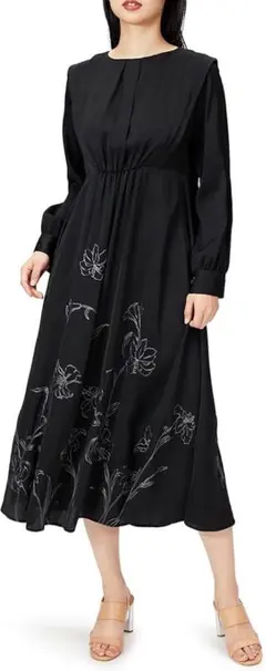 リリーブラウン　ブラック 花柄刺繍 2wayワンピース