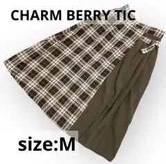 【CHARM BERRY TIC】チェック×プリーツＡラインスカート　サイズM