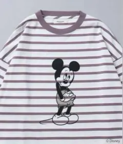 フリークスストア　ディズニー　ミッキー　ボーダー　長袖　Tシャツ　パープル