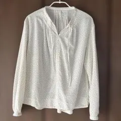 Human Woman アイボリー ドット柄 シャツ