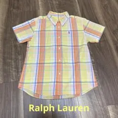 【Ralph Lauren 】イエローオレンジ系チェック半袖シャツ 140
