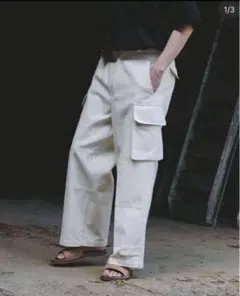 shiun カーゴパンツ オフホワイト