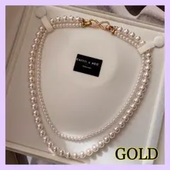 パールネックレス　フォーマル　卒業式　入学式　二連　上品　ゴールド　結婚式　23