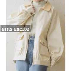 k0841 ems excite 配色ツイルジャケット　アイボリー