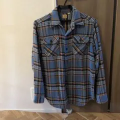 SUGAR CANE 青　チェック柄 長袖シャツ Sサイズ