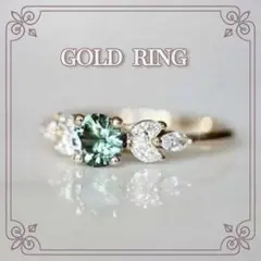 エメラルド ダイヤモンド ゴールド ファッションリング ジュエリー 925 新品