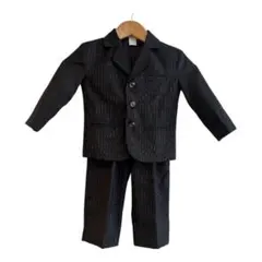 ブラックストライプフォーマルスーツセット　黒　85〜90cm　ジャケット＆パンツ