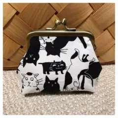 ネコ柄　ハンドメイド　がま口