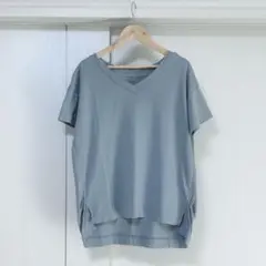 【BAYFLOW】Vネック Tシャツ ブルーグレー