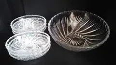 【佐々木硝子】大サラダボウル1客◇小皿6客◇Sasaki Glass◇昭和レトロのサムネイル