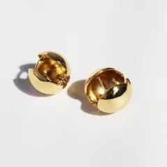 ゴールド球形ピアス 両耳用 メタルボールワンタッチピアス リングピアス