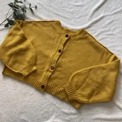 イング　Mサイズ　マスタード ニットカーディガン ボタン付き