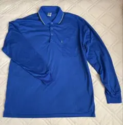 青い長袖ポロシャツ XL