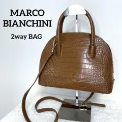 MARCO BIANCHINI 本革 ハンドバッグ ショルダーバッグ ブラウン