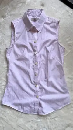 BANANA REPUBLIC ノースリーブシャツ 2 ピンクストライプ