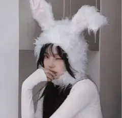うさぎ 被り物 白 うさ耳 ハロウィン 仮装 jk