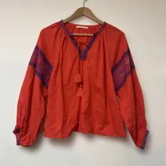 ソレイアード インド綿刺繍ブラウス オレンジ トゥモローランド別注 ゆったりのサムネイル