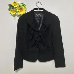 COUP DE CHANCE フリル付きテーラードジャケット ブラック 黒 38