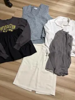 ファー風ニットベスト M グレー