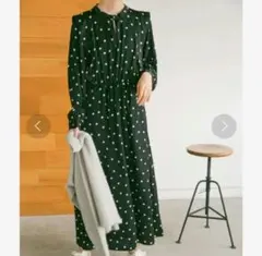 URBAN RESEARCH ドットプリントワンピース ブラウス 長袖 黒