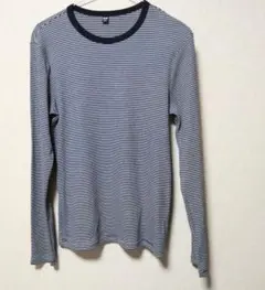 【UNIQLO】ソフトリブ　長袖ボーダー　ネイビー×白　Lサイズ
