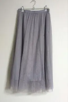 GU ジーユー グレー チュール プリーツスカート Mサイズ