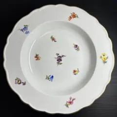 新品 マイセン 金彩 インドの華グリーンと昆虫 18cmプレート1枚、1級品