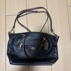 コーチ　ショルダーバッグ　ブラック×ブラウン　バイカラー