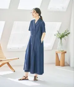 and myera アンドマイラ デニムワンピース ダブルボタン フレア LLのサムネイル