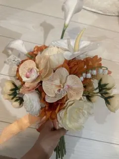 アーティフィシャルウェディングブーケ　オレンジ