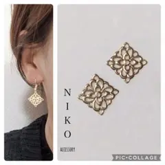 【509】ゴールド菱形シンプルピアスイヤリング