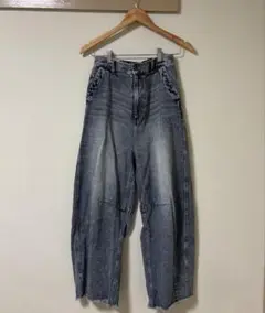 nikoand... ニコアンド　セルフカットバレルパンツ　インディゴ